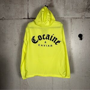 Cocaine & Caviar neon yellow front full zip windbreaker  jacket‎ size S NWT